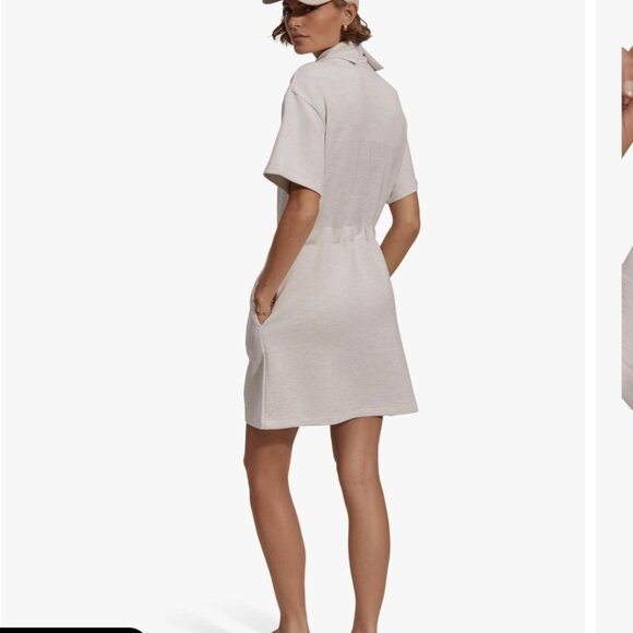 Varley Sophie Dress Taupe short sleeve turtleneck double soft s small - Picture 12 of 12